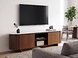 HABITAT ET JARDIN - Meuble TV en bois avec plateau en céramique "Stonea" - 200 x 40 x 55 cm - Marron - vignette