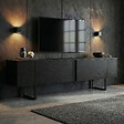 HABITAT ET JARDIN - Meuble TV en bois "Onera" - 180 x 30 x 50 cm - Bois Noir / Noir - vignette