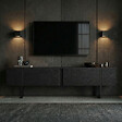 HABITAT ET JARDIN - Meuble TV en bois "Onera" - 180 x 30 x 50 cm - Bois Noir / Noir - vignette