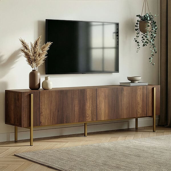 HABITAT ET JARDIN - Meuble TV en bois "Nexus" - 180 x 30 x 45 cm - Noyer Baroque Or - large