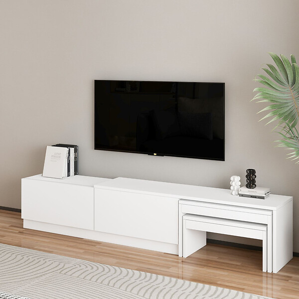HABITAT ET JARDIN - Meuble TV en bois "Nest" - 180 x 30 x 36 cm - Blanc - large