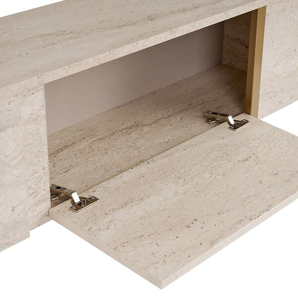 HABITAT ET JARDIN - Meuble TV en bois "Onera" - 180 x 30 x 50 cm - Travertin / Or - large