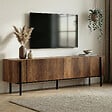 HABITAT ET JARDIN - Meuble TV en bois "Nexus" - 180 x 30 x 45 cm - Noyer Baroque / Noir - vignette