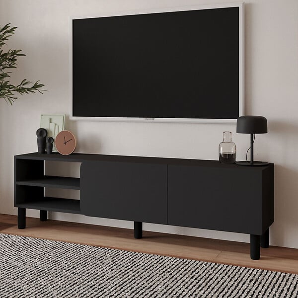 HABITAT ET JARDIN - Meuble TV en bois "River" - 150 x 31.4 x 48.2 cm - Anthracite - large