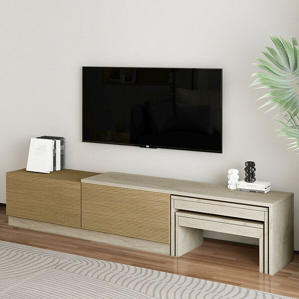 HABITAT ET JARDIN - Meuble TV en bois "Nest" - 180 x 30 x 36 cm - Beige - large