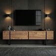HABITAT ET JARDIN - Meuble TV en bois "Onera" - 180 x 30 x 50 cm - Pin Atlantique / Noir - vignette