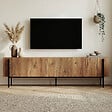 HABITAT ET JARDIN - Meuble TV en bois "Nexus" - 180 x 30 x 45 cm - Pin Atlantique / Noir - vignette