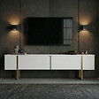 HABITAT ET JARDIN - Meuble TV en bois "Onera" - 180 x 30 x 50 cm - Blanc / Or - vignette