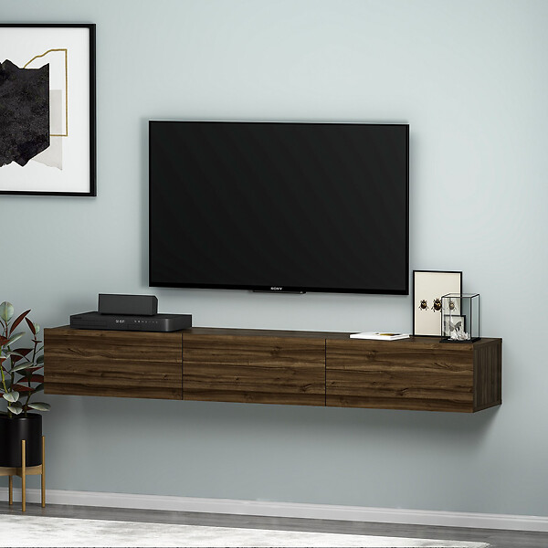 HABITAT ET JARDIN - Meuble TV en bois "Terra" - 31 x 180 x 26 cm - Noyer - large