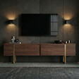 HABITAT ET JARDIN - Meuble TV en bois "Onera" - 180 x 30 x 50 cm - Noyer / Or - vignette