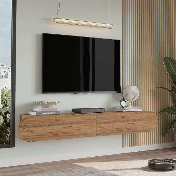 HABITAT ET JARDIN - Meuble TV en bois "LUM1" - 180 x 31 x 29 cm - Marron - large