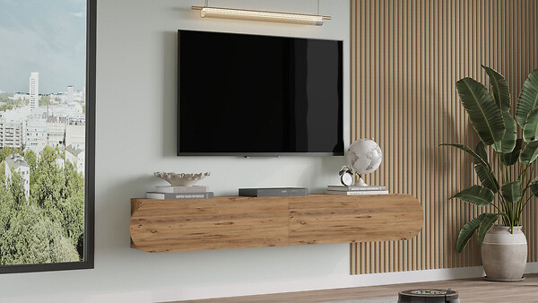 HABITAT ET JARDIN - Meuble TV en bois "LUM1" - 180 x 31 x 29 cm - Marron - large
