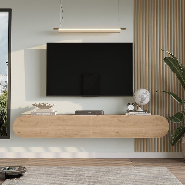 HABITAT ET JARDIN - Meuble TV en bois "LUM1" - 180 x 31 x 29 cm - Beige - large