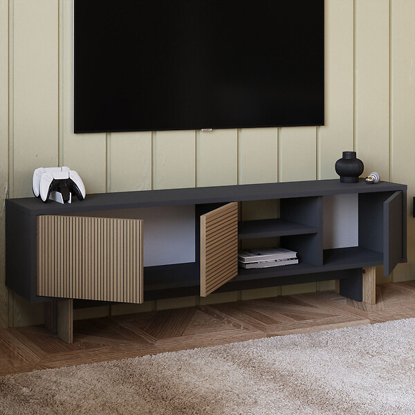 HABITAT ET JARDIN - Meuble TV en bois "Ravello" - 150 x 30 x 45 cm - Marron - large