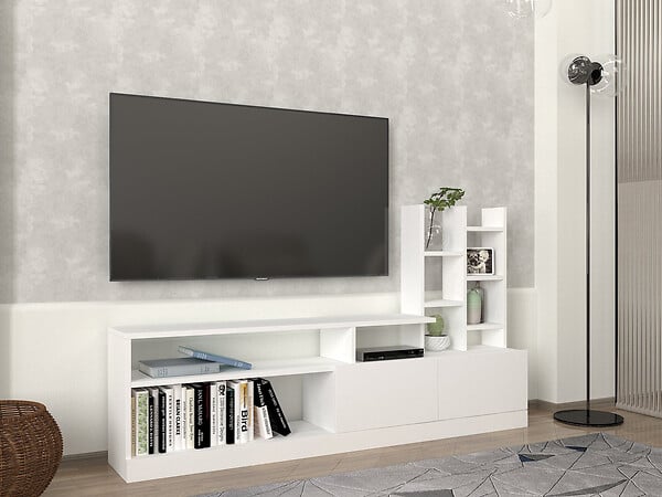 HABITAT ET JARDIN - Meuble TV en bois "Dolunay" - 164 x 25 x 91 cm - Blanc - large