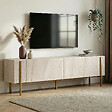 HABITAT ET JARDIN - Meuble TV en bois "Nexus" - 180 x 30 x 45 cm - Travertin / Or - vignette