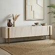 HABITAT ET JARDIN - Meuble TV en bois "Nexus" - 180 x 30 x 45 cm - Travertin / Or - vignette