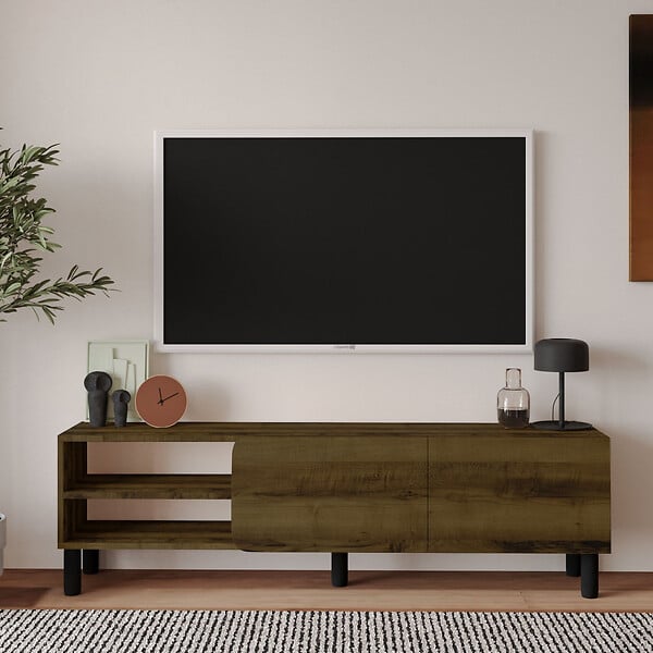 HABITAT ET JARDIN - Meuble TV en bois "River" - 150 x 31.4 x 48.2 cm - Noyer Antique - large