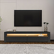 HABITAT ET JARDIN - Meuble TV en bois "Bati" - 150 x 36 x 46 cm - Gris anthracite - vignette
