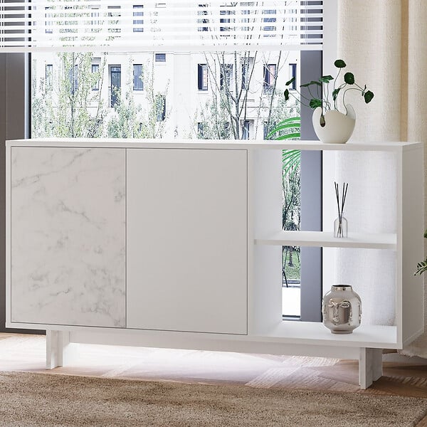HABITAT ET JARDIN - Buffet en bois "Ravello" - 140 x 35 x 80 cm - Blanc - large