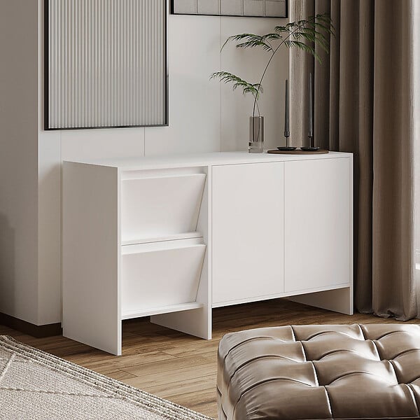 HABITAT ET JARDIN - Buffet en bois "Laris 130" - 130 x 44 x 82 cm - Blanc - large