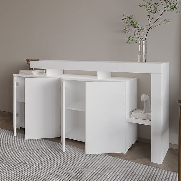 HABITAT ET JARDIN - Buffet en bois "Beliz" - 170 x 35 x 80 cm - Blanc - large