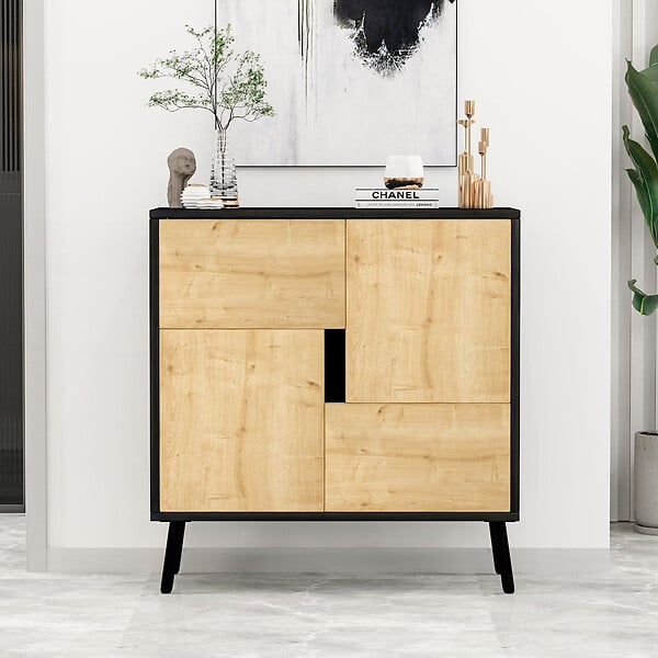 HABITAT ET JARDIN - Armoire multifonction en bois "Darien" - 76.5 x 35 x 79.5 cm - Bois Noir - large