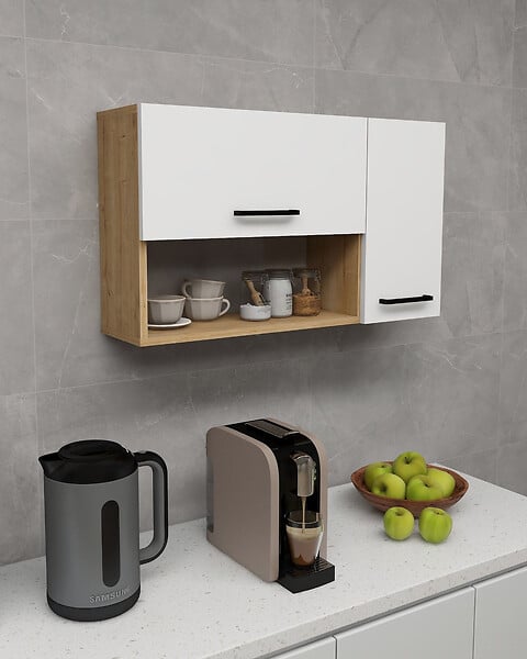 HABITAT ET JARDIN - Buffet en bois "Akasya" - 90 x 24 x 52 cm - Blanc - large