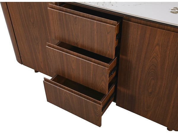 HABITAT ET JARDIN - Buffet en bois avec plateau en céramique "Stonea" - 180 x 40 x 85 cm - Marron - large