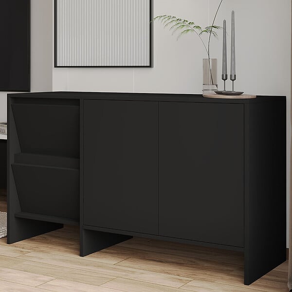HABITAT ET JARDIN - Buffet en bois "Laris 130" - 130 x 44 x 82 cm - Noir - large