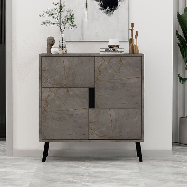 HABITAT ET JARDIN - Armoire multifonction en bois "Darien" - 76.5 x 35 x 79.5 cm - Marbre - large
