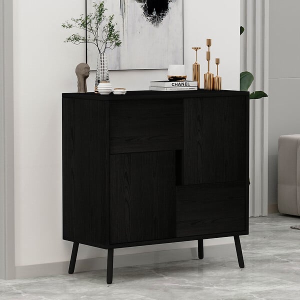 HABITAT ET JARDIN - Armoire multifonction en bois "Darien" - 76.5 x 35 x 79.5 cm - Bois Noir - large