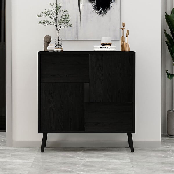 HABITAT ET JARDIN - Armoire multifonction en bois "Darien" - 76.5 x 35 x 79.5 cm - Bois Noir - large
