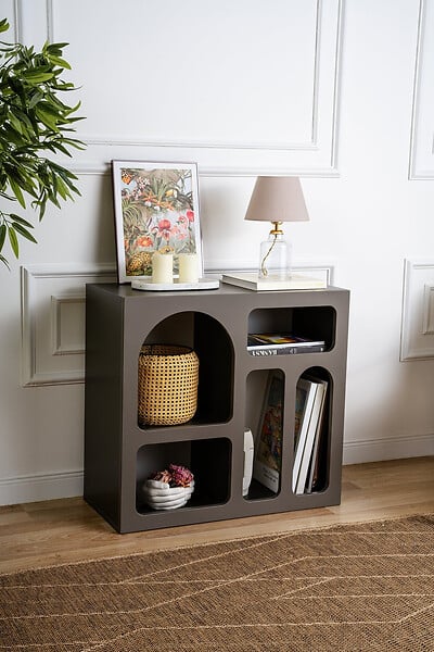 HABITAT ET JARDIN - Buffet en bois "Lessa" - 80 x 37 x 74 cm - Gris anthracite - large