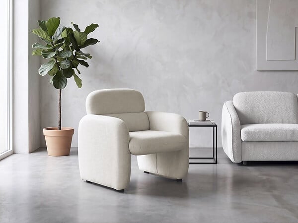 HABITAT ET JARDIN - Fauteuil lounge en tissu chiné "Cozmo" - 78 x 79 x 77 cm - Crème - large