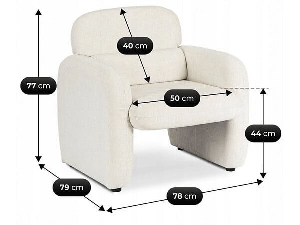 HABITAT ET JARDIN - Fauteuil lounge en tissu chiné "Cozmo" - 78 x 79 x 77 cm - Crème - large