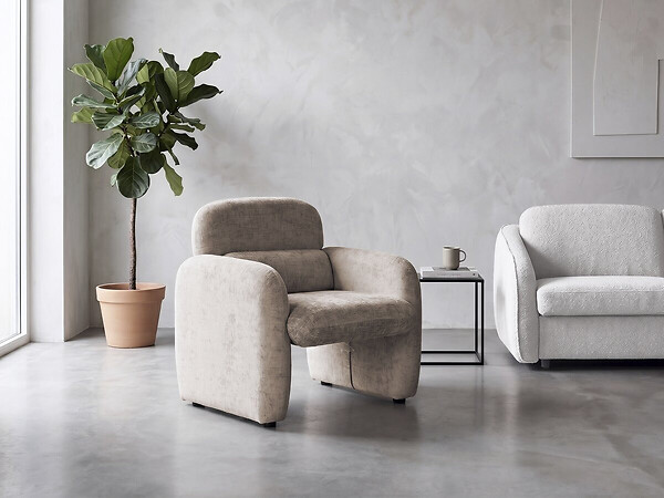 HABITAT ET JARDIN - Fauteuil lounge en tissu chiné "Cozmo" - 78 x 79 x 77 cm - Beige - large