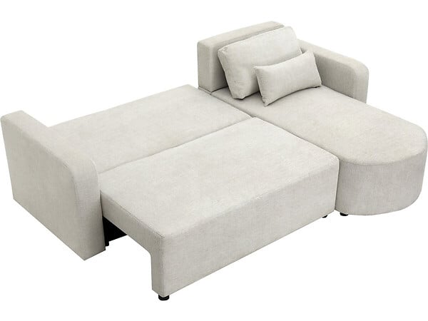 HABITAT ET JARDIN - Canapé d'angle convertible/réversible en tissu "Charles" - 3 places - Beige - large