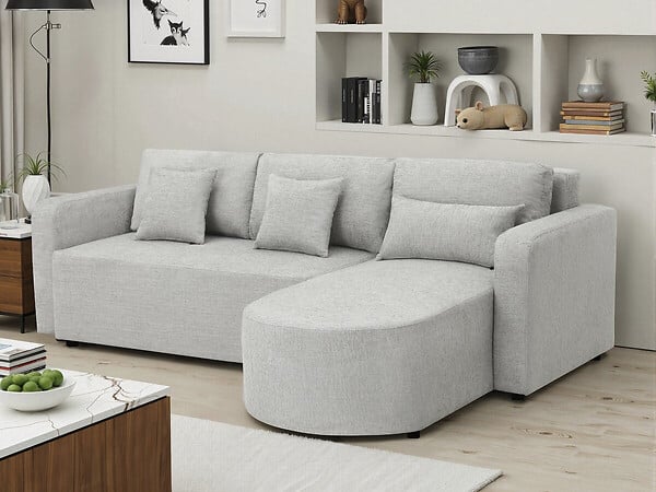 HABITAT ET JARDIN - Canapé d'angle convertible et reversible en tissu "Charles" - 3 places - Gris - large