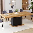 ID MARKET - Table à manger extensible rectangle EDEN 6-10 personnes bois et noir 160-200 cm - vignette