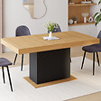 ID MARKET - Table à manger extensible rectangle EDEN 6-10 personnes bois et noir 160-200 cm - vignette
