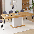 ID MARKET - Table à manger extensible rectangle EDEN 6-10 personnes bois et blanc 160-200 cm - vignette