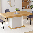 ID MARKET - Table à manger extensible rectangle EDEN 6-10 personnes bois et blanc 160-200 cm - vignette