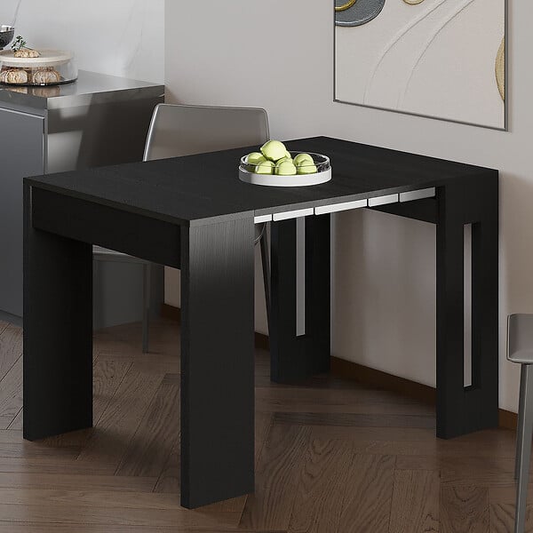 HABITAT ET JARDIN - Table repas extensible en bois "Nivo" - 80 x 44 x 76 cm - Noir - large