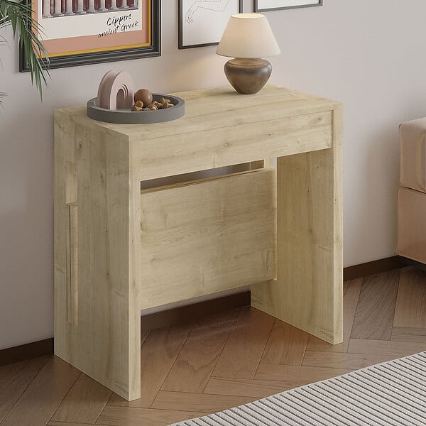 HABITAT ET JARDIN - Table repas extensible en bois "Nivo" - 80 x 44 x 76 cm - Beige - large
