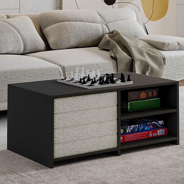 HABITAT ET JARDIN - Set de table basse en bois "Gord" - 90 x 45 x 44.1 cm - Anthracite - large