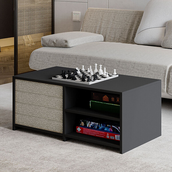HABITAT ET JARDIN - Set de table basse en bois "Gord" - 90 x 45 x 44.1 cm - Anthracite - large