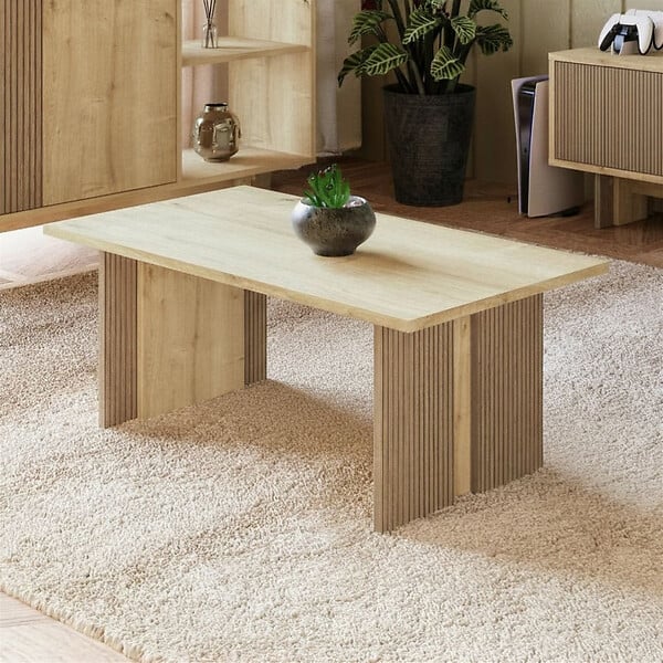 HABITAT ET JARDIN - Table basse en bois "Ravello" - 90 x 50 x 40 cm - Beige - large