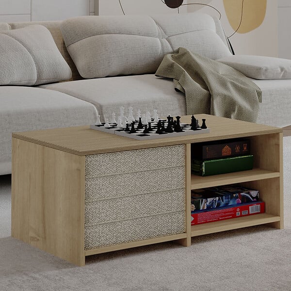 HABITAT ET JARDIN - Table basse en bois "Gord" - 90 x 45 x 44 cm - Beige - large