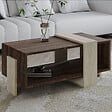 HABITAT ET JARDIN - Table basse en bois "Meleni" - 90 x 49 x 40 cm - Travertin - vignette